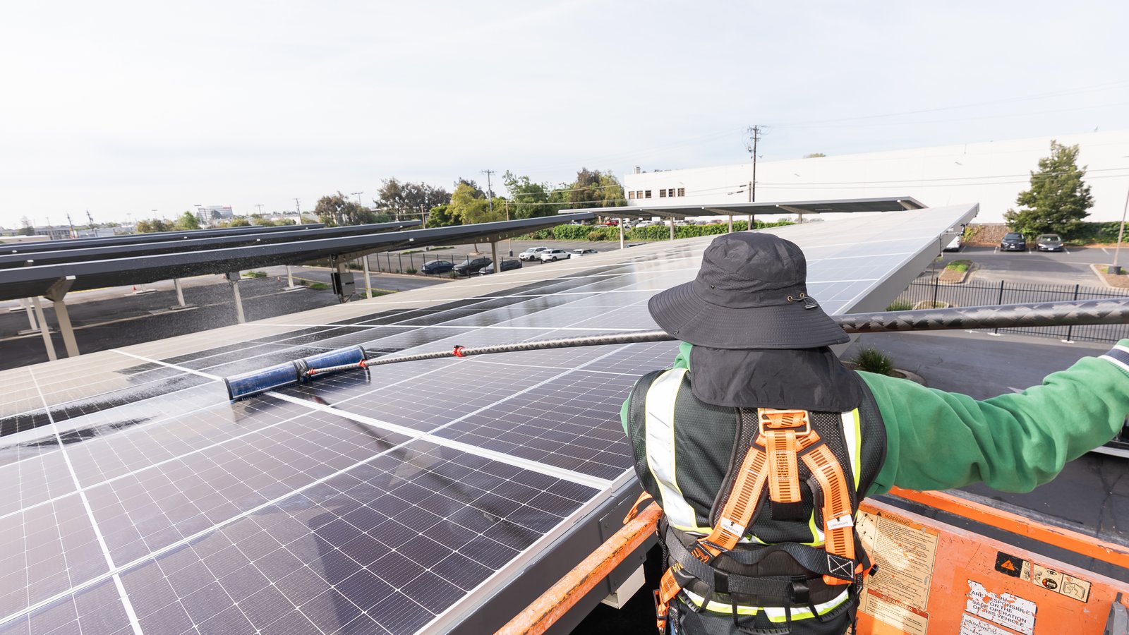 Sparkling clean residential solar panels in California maximizing energy output